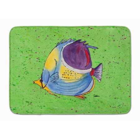 Carolines Treasures Tropical Fish on Green Machine Washable Memory Foam Mat 8574RUG